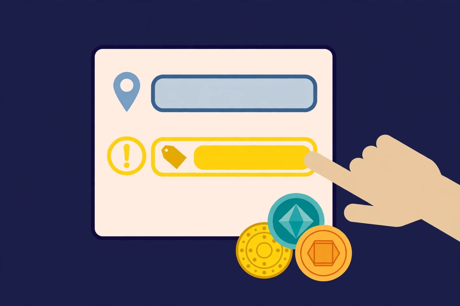 Illustration of a deposit form with a highlighted destination tag field
